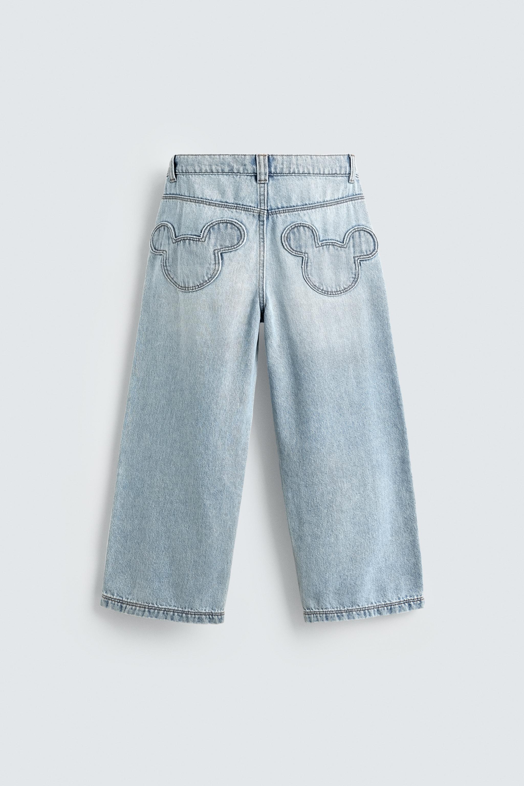 LOOSE FIT JEANS WITH MICKEY SILHOUETTE PATCH HARRY LAMBERT FOR ZARA X DISNEY